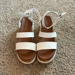 Madden Girl White Strap Brown Tan Platform Sandals